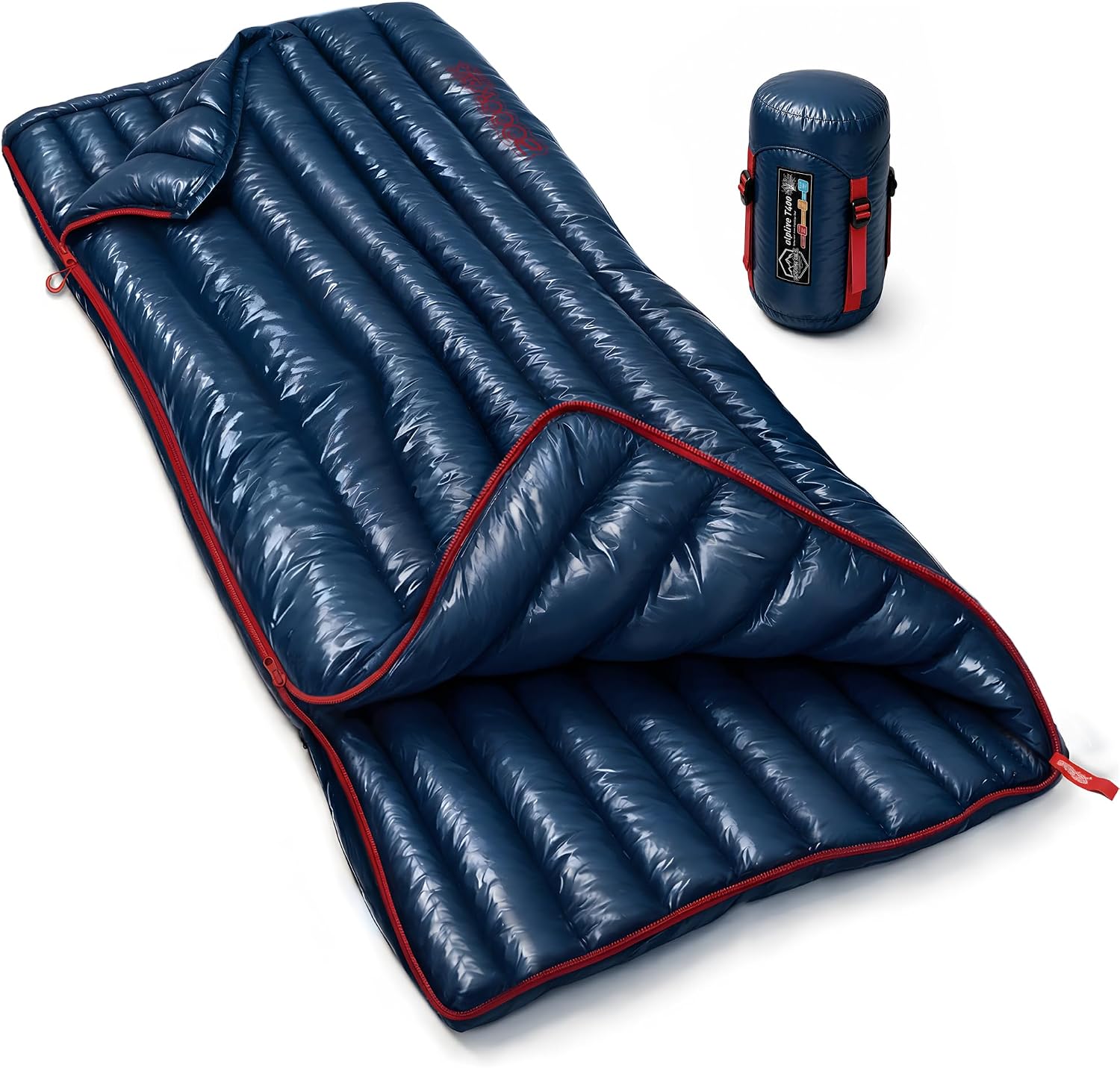 ZOOOBELIVES Ultralight Down Sleeping Bag for Adults, 27 oz 650 Fill Power, 50°F Comfort, 32°F Lower Limit, Lightweight 3-Season Backpacking Camping Bag with Compression Sack, AlpliveT400