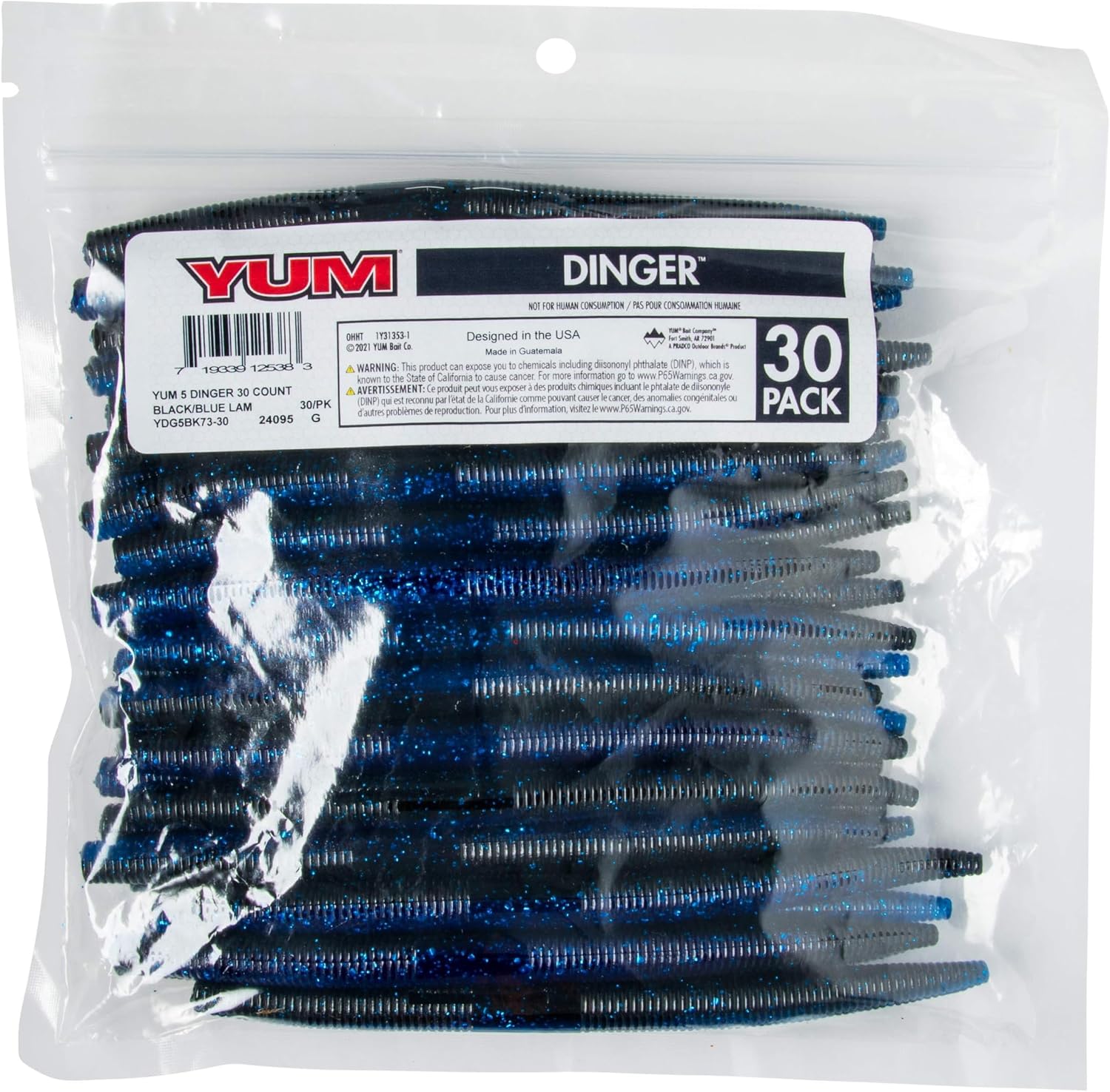 YUM Dinger All-Purpose Soft Plastic Bass Fishing Lure, 30 Count, 5 Inch, Natural-Action Stick Bait for Versatile Bass Presentations