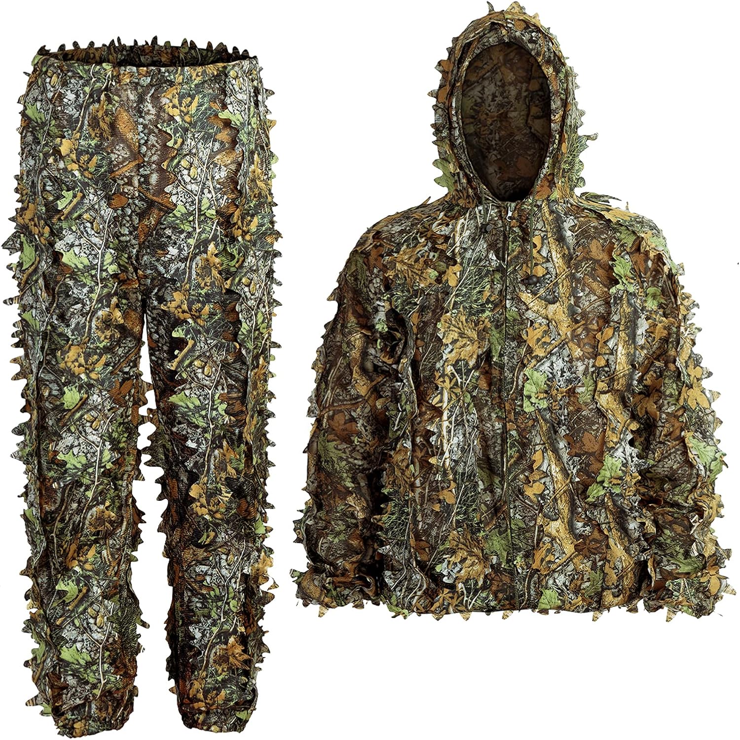 LYLPYHDP Kids & Adults Ghillie Suit, 3D Leafy Camouflage Clothing, Camo Suit for Turkey Hunting for Outdoor Game