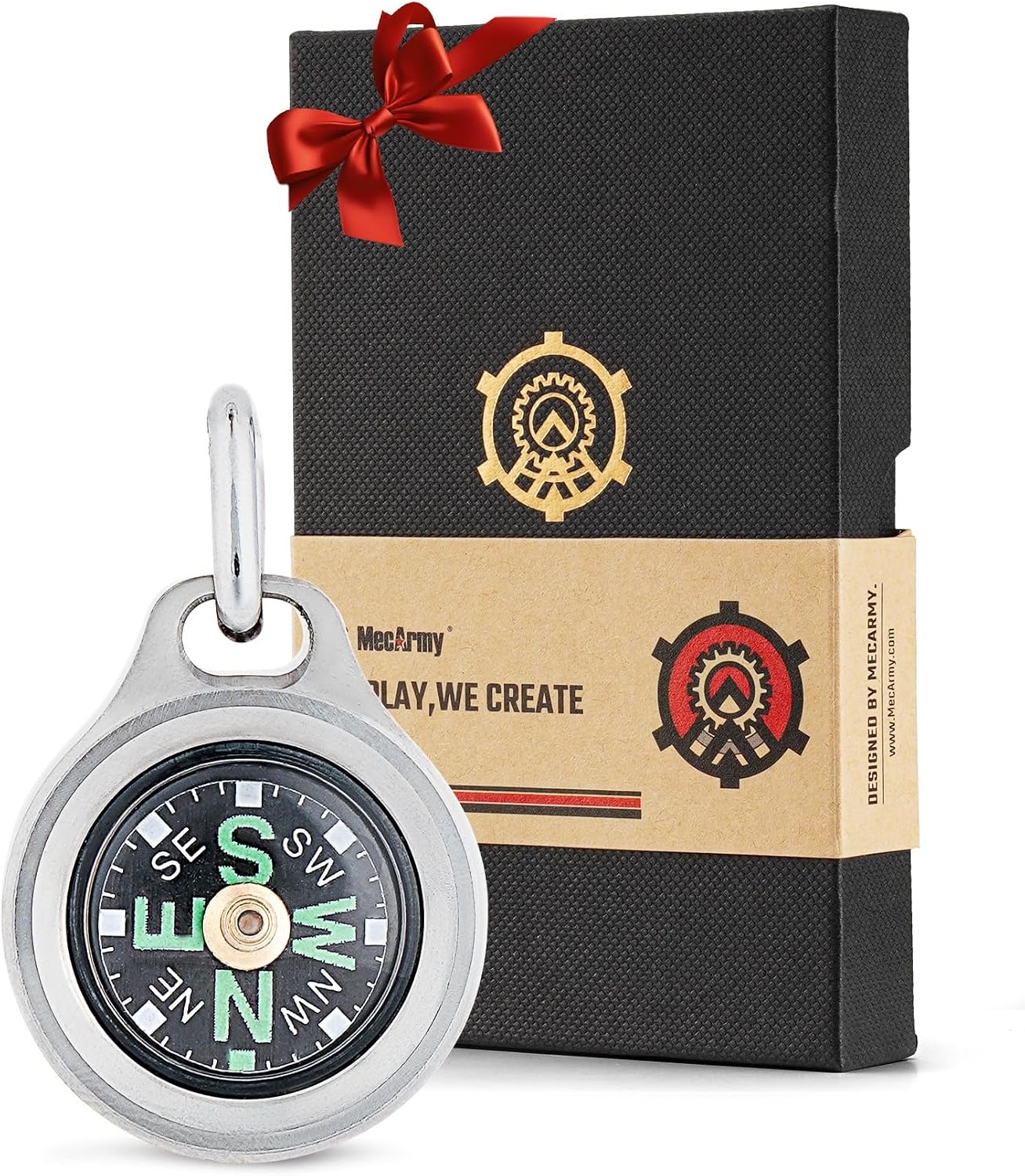 MecArmy Mini Compass, Aesthetic Titanium/Brass/Copper, Waterproof IPX5 Pocket Compass for Hiking & Survival, Keychain & Necklace Gifts for Men & Women, Ideal Graduation & Outdoor Adventure Present