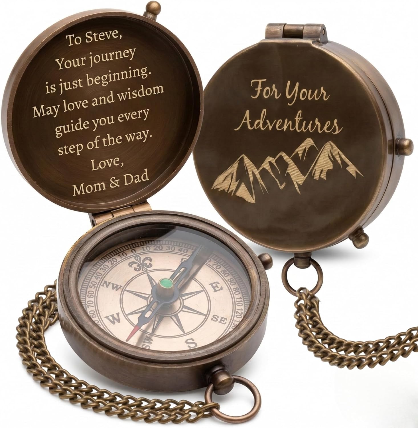 Custom Engraved Compass for Men – Personalized Brass Pocket Compass Gift