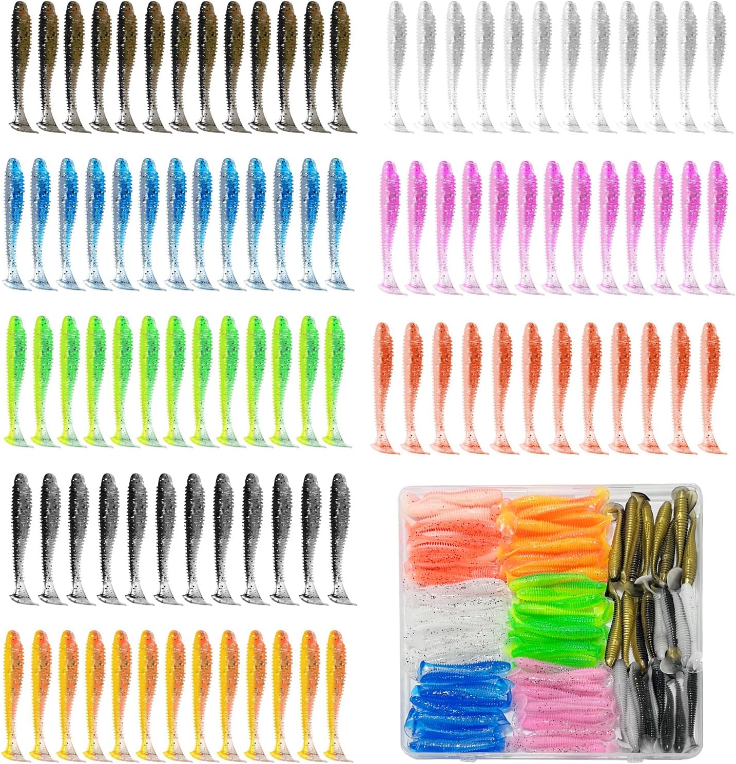 96 Pcs Soft Fishing Lures for Trout Crappie Walleye & bass