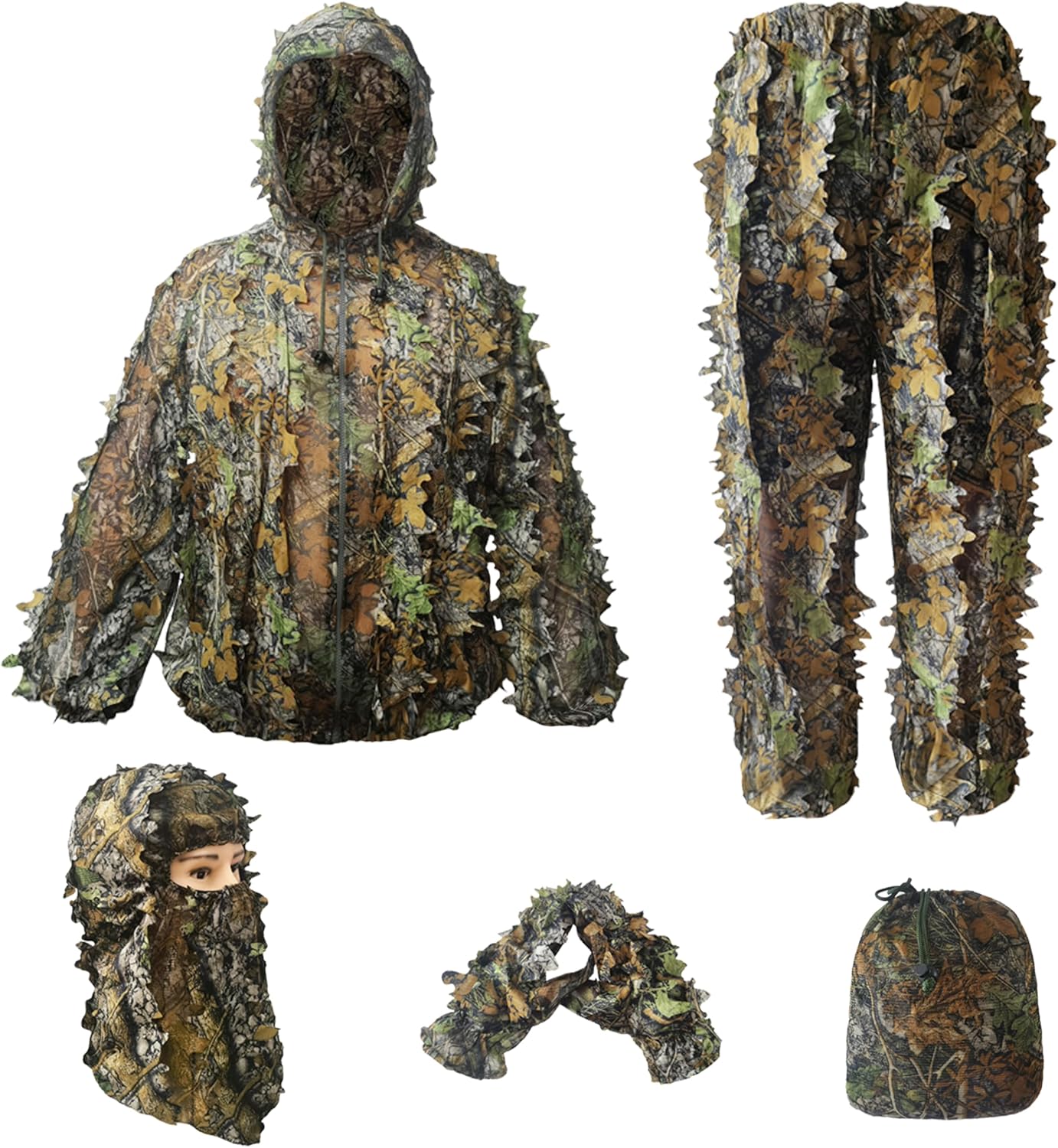 Hunting Clothes, Camo Gear, 3D Leafy Suits for Hunting, Outdoor Camouflage