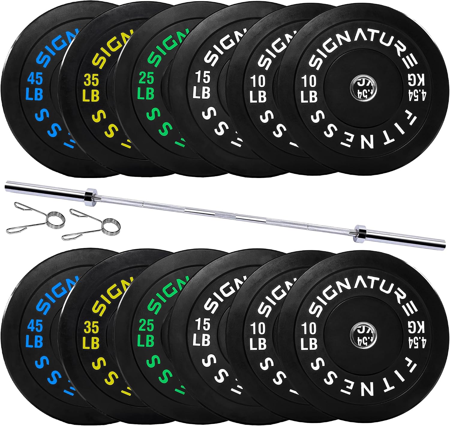 Fitvids 2-Inch Olympic Bumper Weight Plates Including 280 LB Weight Plates & 7FT Olympic Barbell Bar, Colored
