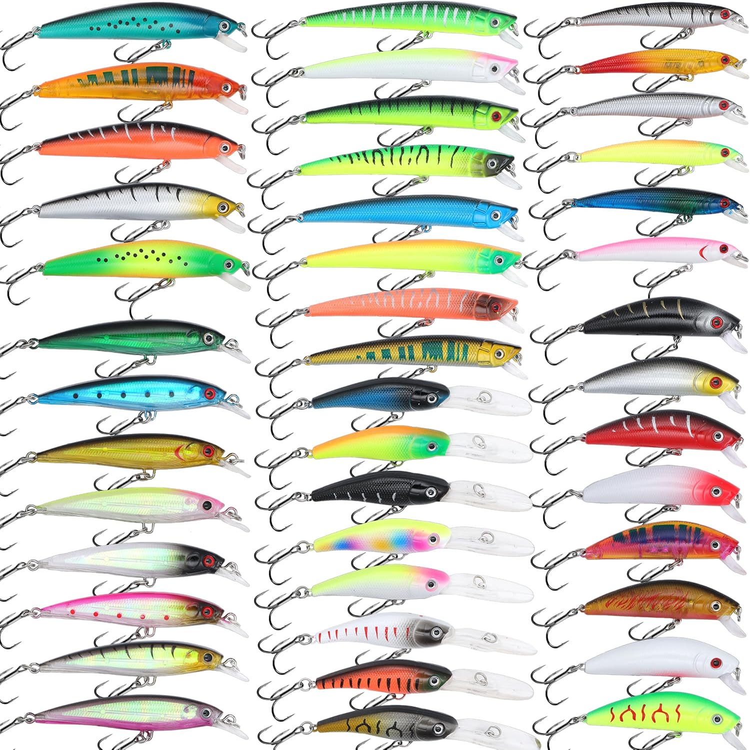EXAURAFELIS Fishing Lures Kit, Assorted Hard Lures Including Minnow, Jerkbait, Popper, Crankbait & Swimbait for Freshwater Saltwater Bass Trout Salmon Pike Catfish Surf Fishing