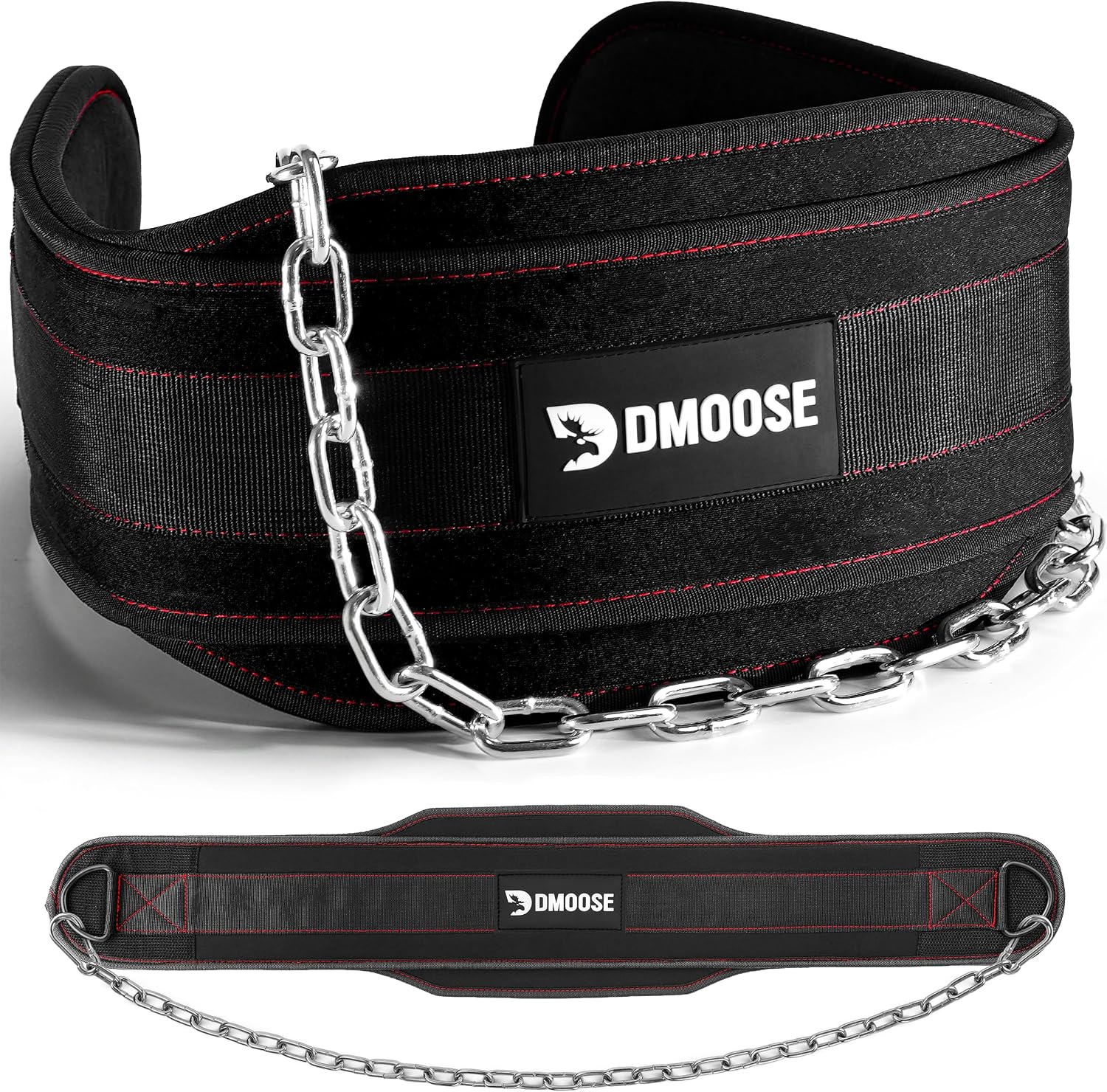 DMoose Fitness Dip Belt for Weight Lifting, Pullup, Squats & Dips – 36″ Robust Steel Chain, Comfortable Neoprene Padding Supports 350lbs – Gym Weight Belt for Strength Training Workout & Weightlifting