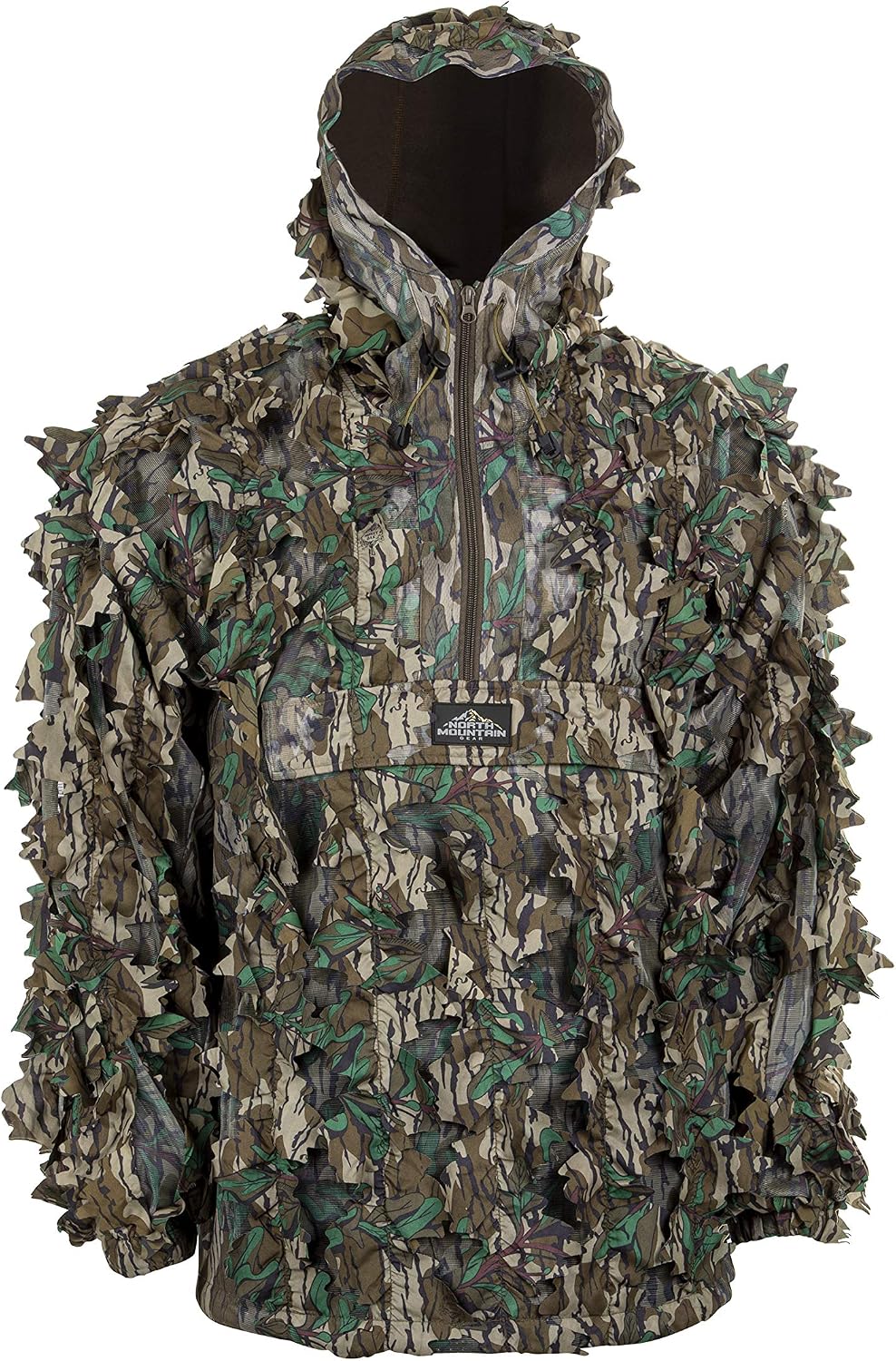 North Mountain Gear Leafy Camo Hunting Jacket – Lightweight 1/2 Zip Hoodie with Hood & Pouch