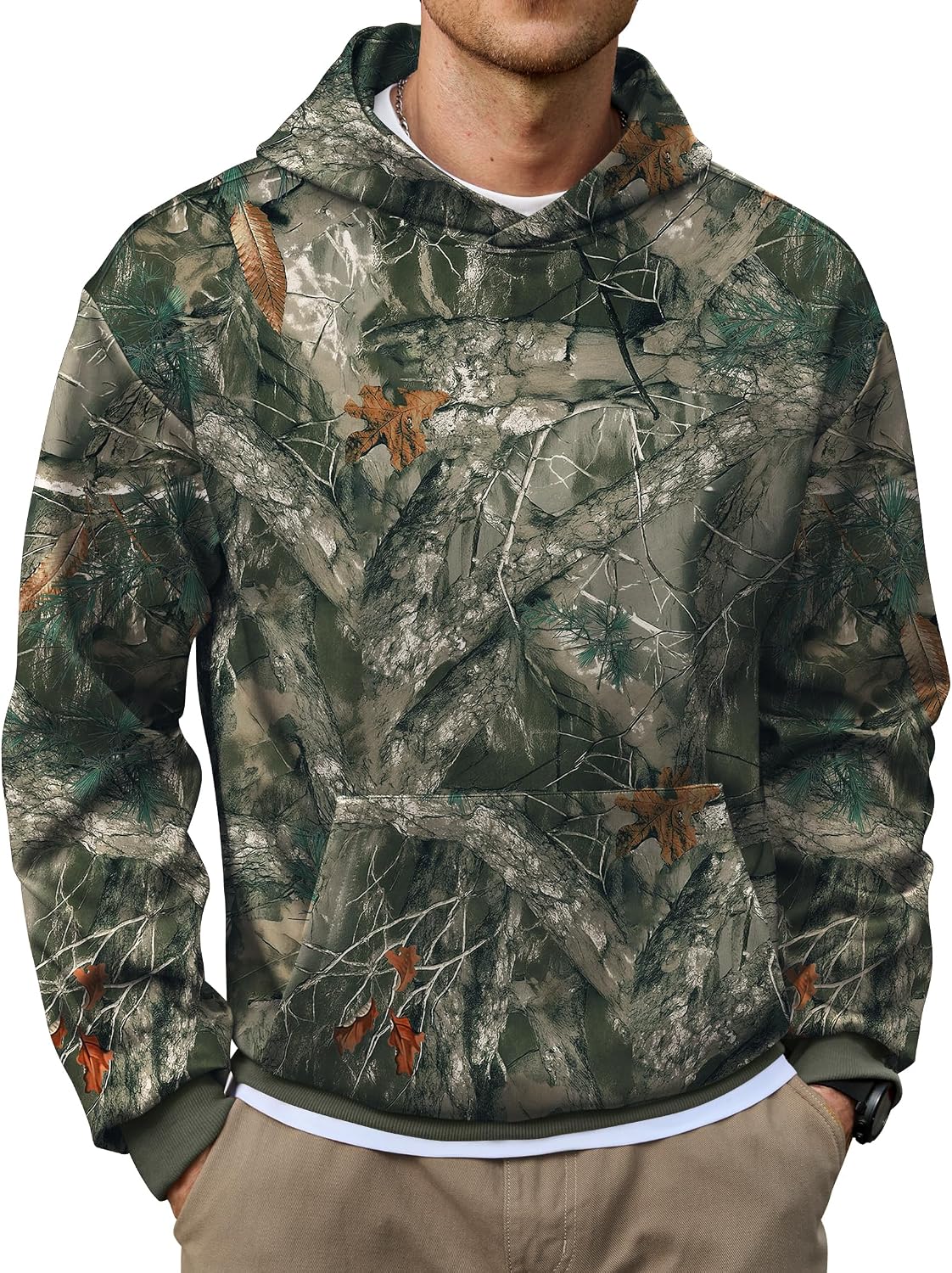 Herberton Men’s Camo Hoodie Forest Print Midweight Hooded Pullover